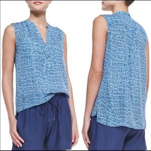 VINCE  SILK WATERCOLOR SLEEVELESS BLOUSE